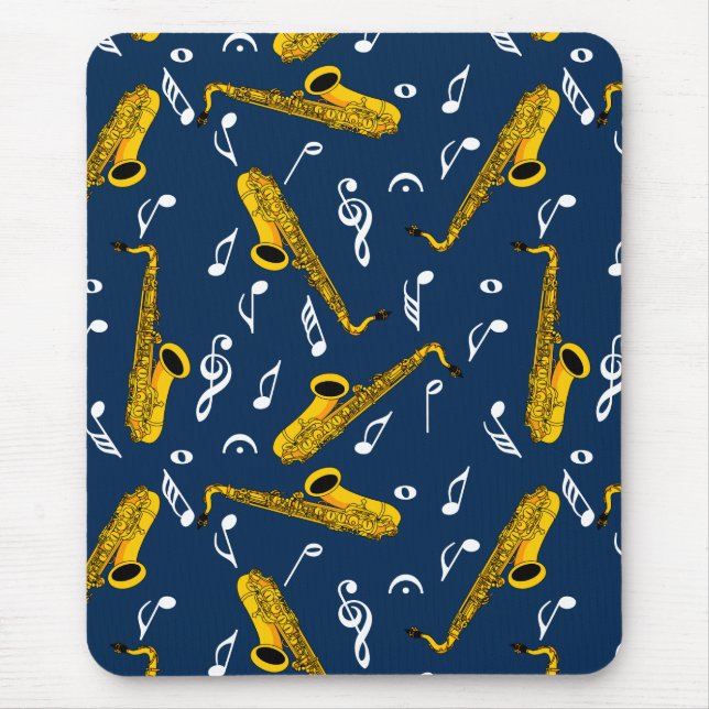 Mousepad Padrão de Nota de Música Saxofone (Frente)