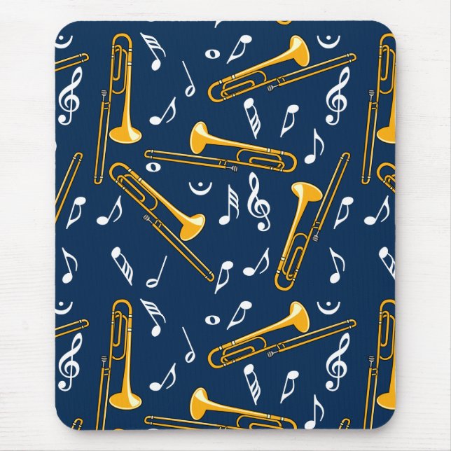 Mousepad Padrão de Notas de Música Trombone (Frente)