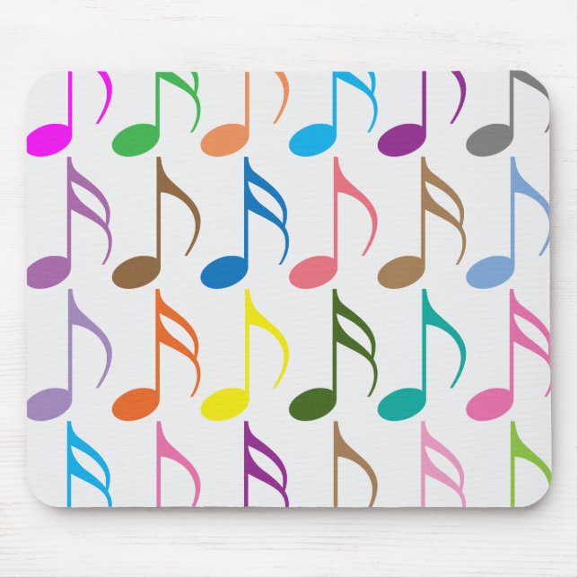 Mousepad Padrão de notas musicais coloridas (Frente)