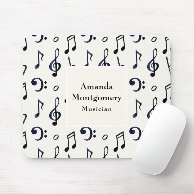 Mousepad Padrão de Notas Musicais Cutas (Com mouse)