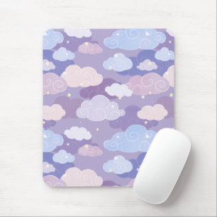 Mousepad Padrão de Nuvens e Estrelas de Pastel Whimsical