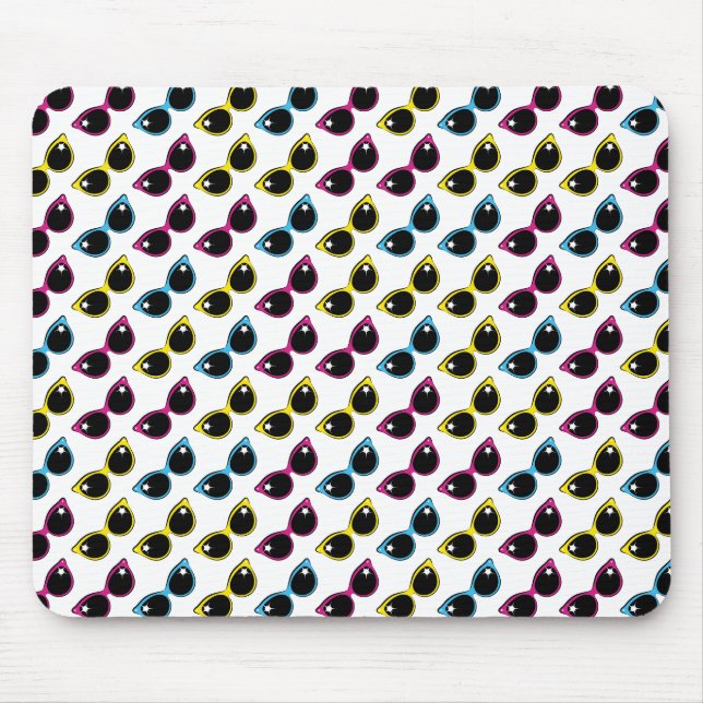 Mousepad Padrão de óculos de sol de gatos retrorados (Frente)