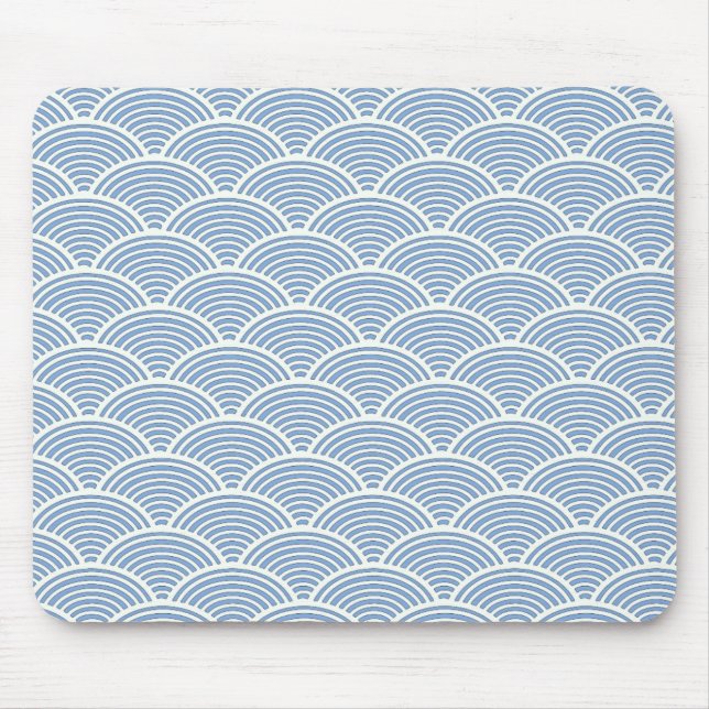 Mousepad Padrão de onda japonês em azul e branco (Frente)