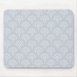 Mousepad Padrão de ondas de mandala azul sobre fundo branco
