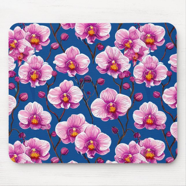 Mousepad padrão de Orquídeas Rosa (Frente)