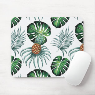 Mousepad Padrão de Palmeira da Selva Tropical de Aquarela d