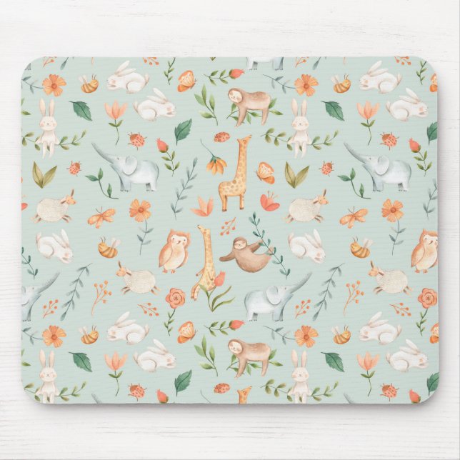 Mousepad Padrão de Pastel de Bebê-Teal-Cute (Frente)
