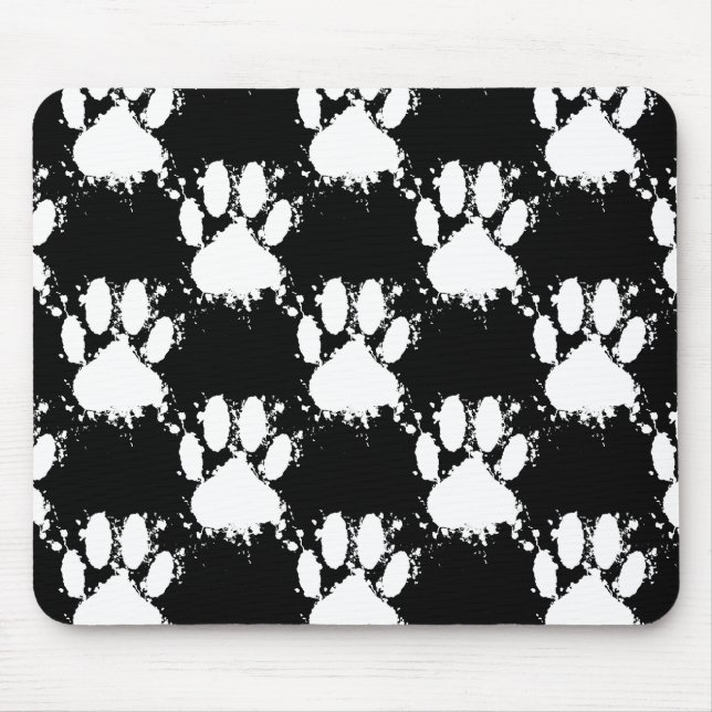 Mousepad Padrão De Pata Branca De Cães Com Pintor (Frente)