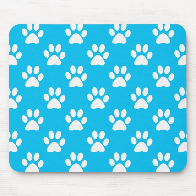 Mousepad Padrão de patas brancas e azuis (Frente)