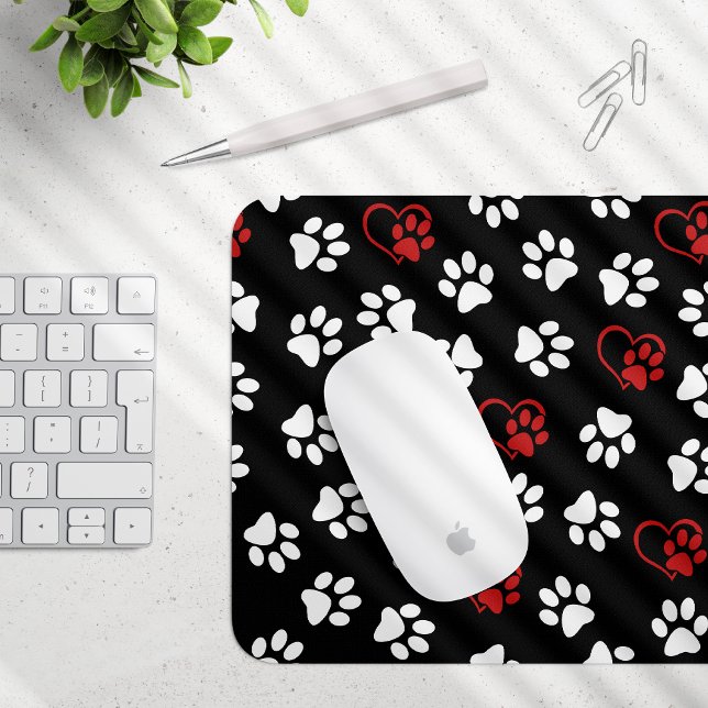 Mousepad Padrão De Patas, Patas Brancas, Patas Vermelhas, C (Criador carregado)