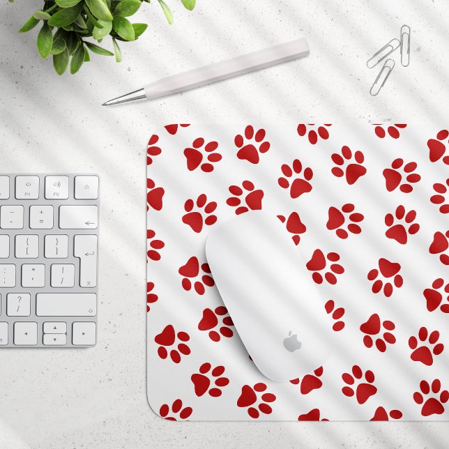 Mousepad Padrão De Patas, Patas Cachorros, Patas Vermelhas (Criador carregado)