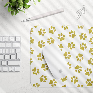 Mousepad Padrão De Patas, Patas Cachorros, Pistas De Ouro