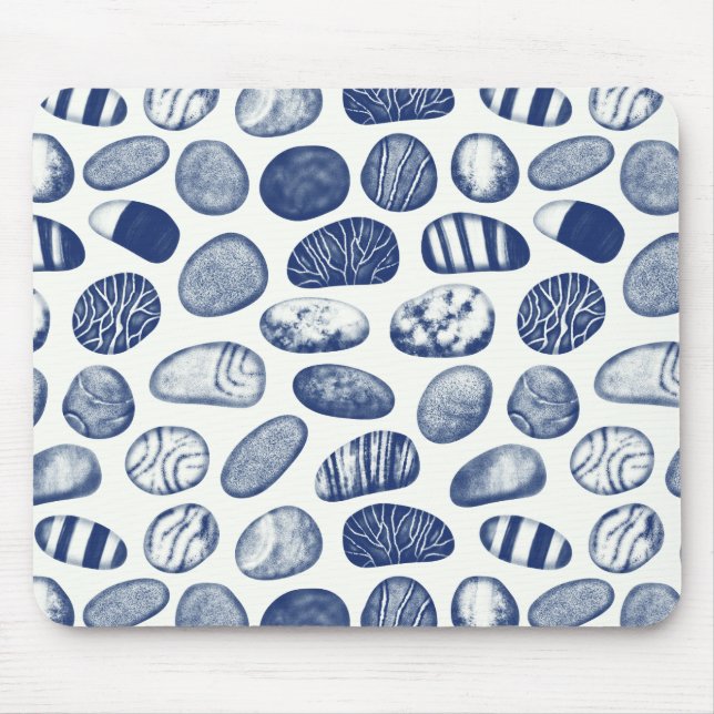Mousepad Padrão de Pebble - Efeito de Cianótipo (Frente)