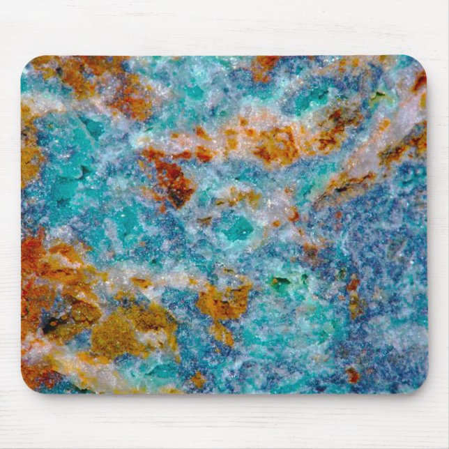 Mousepad Padrão de Pedra Marble Azul e Castanho (Frente)