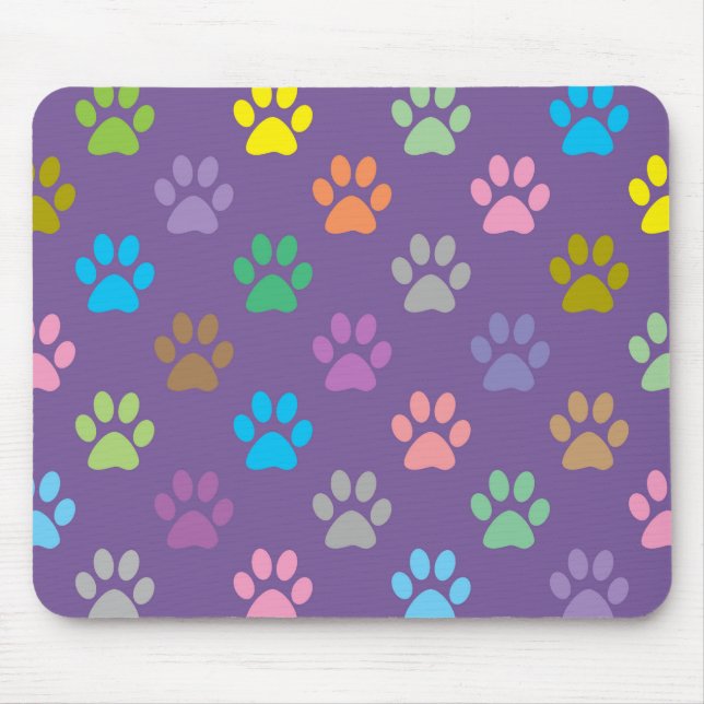 Mousepad Padrão de pegadas coloridas (Frente)