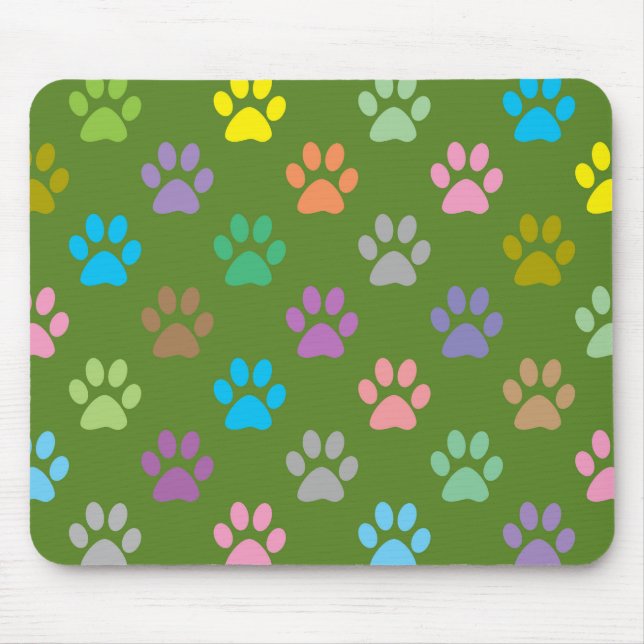Mousepad Padrão de pegadas coloridas (Frente)