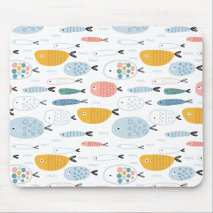 Mousepad Padrão de Peixe da Escola de Doodle
