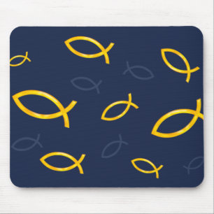 Mousepad Padrão de peixes cristãos dispersos