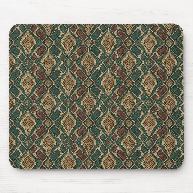 Mousepad Padrão de Pele de Cobra Verde e Dourado - Estampa  (Frente)