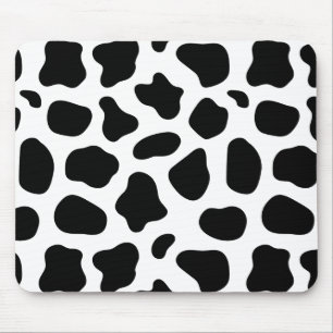 Mousepad Padrão de Pele de Vaca Preto e Branco