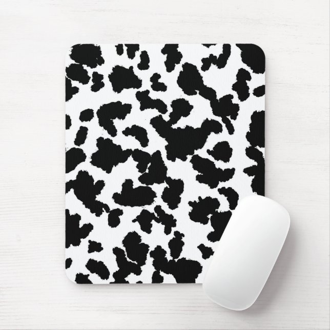 Mousepad Padrão De Peles De Vaca Preta E Branca (Com mouse)