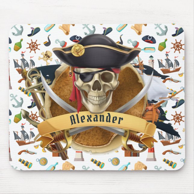 Mousepad Padrão de Pirata Perfeito PERSONALIZAR  (Frente)