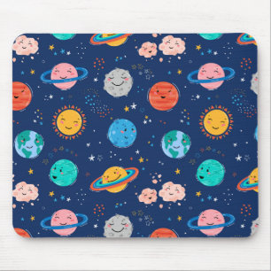 Mousepad Padrão de planeta sorridente e bonito