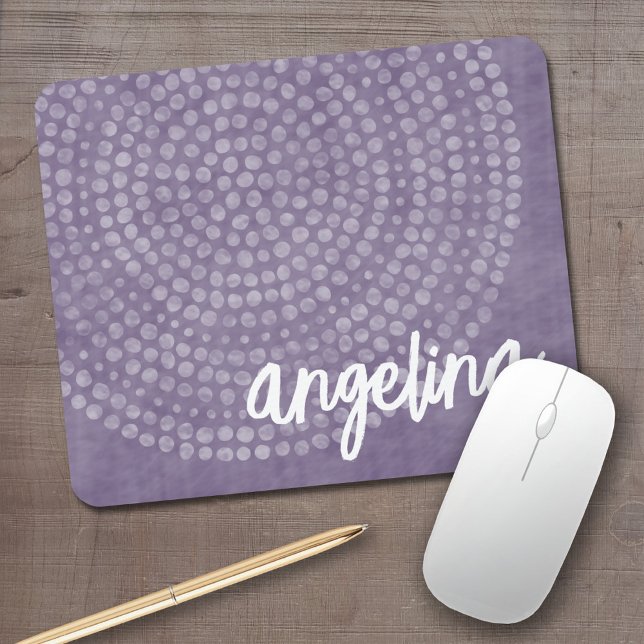 Mousepad Padrão de Ponto de Boho Moderno com nome de script (Boho dot pattern with modern script name)