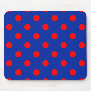 Mousepad Padrão de Pontos Polka Azuis Vermelhos no Azul