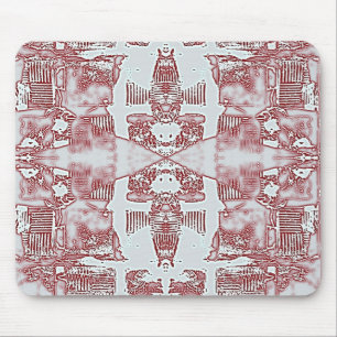 Mousepad Padrão De Praças Vermelhas E Prateadas