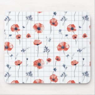 Mousepad Padrão de Presilhas Vermelhas com Aquarela em Bran