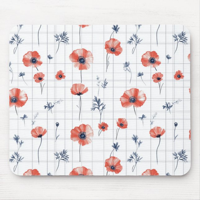 Mousepad Padrão de Presilhas Vermelhas com Aquarela em Bran (Frente)