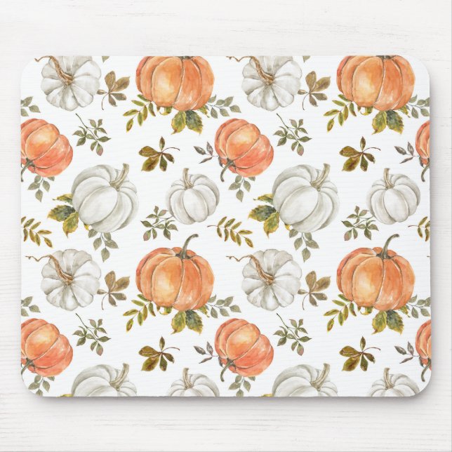 Mousepad Padrão de Pumpkin de Aquarela de Queda (Frente)