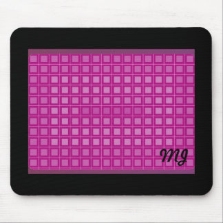 Mousepad Padrão de Quadrado Rosa com Iniciais