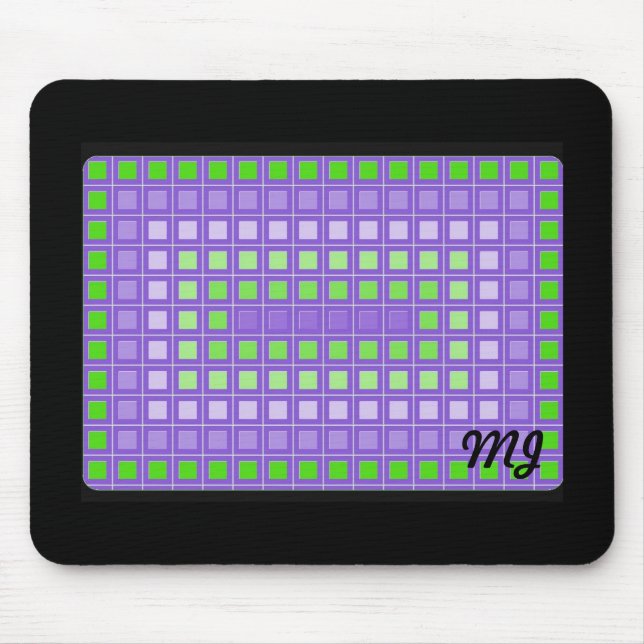 Mousepad Padrão de Quadrado Roxo com Iniciais (Frente)