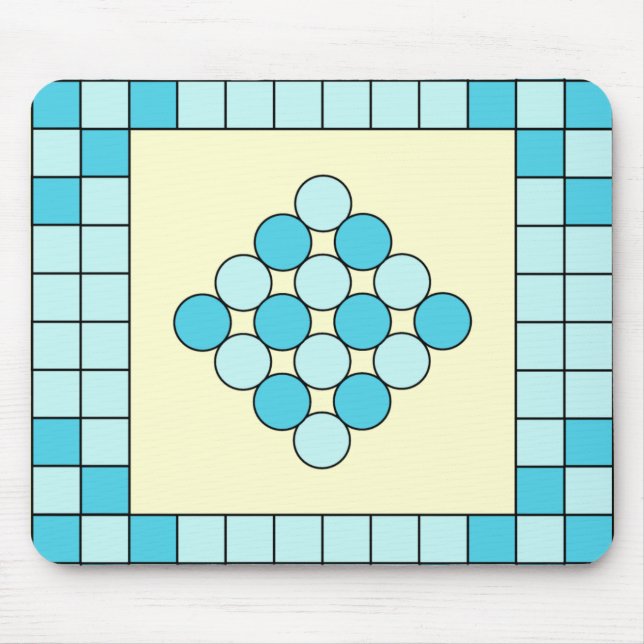 Mousepad Padrão de quadrados e círculos azuis (Frente)