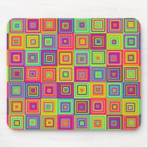 Mousepad Padrão de Quadrados Geométricos Coloridos