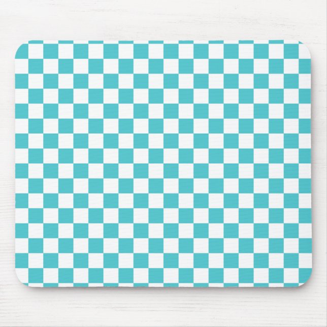 Mousepad Padrão de Quadro de Verificação Azul e Branco da S (Frente)