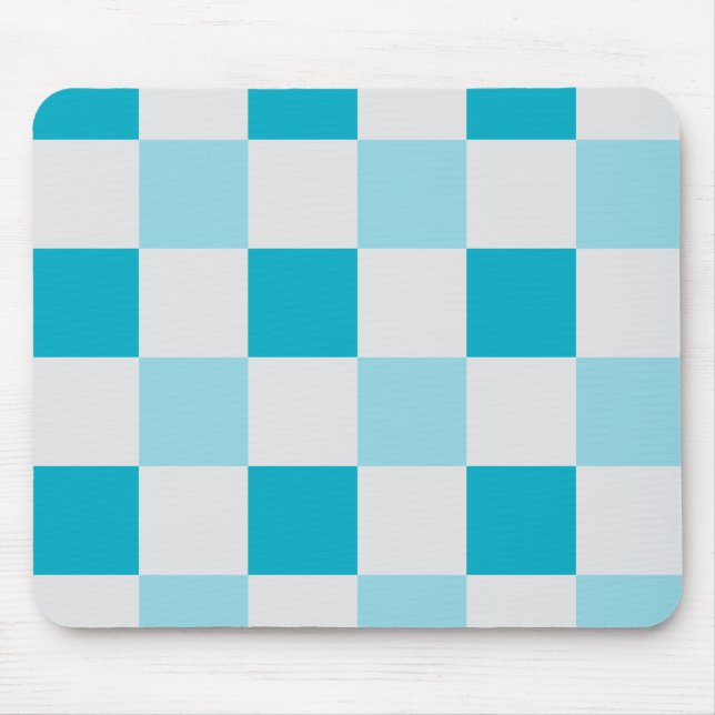 Mousepad Padrão De Quadro De Verificação Branco E Azul (Frente)