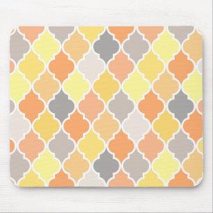 Mousepad Padrão de quatrefoil amarelo, laranja e cinza