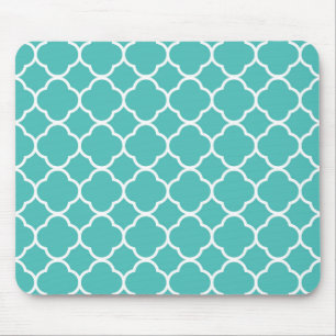 Mousepad Padrão de Quatrefoil Azul-Verde