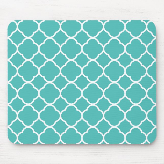 Mousepad Padrão de Quatrefoil Azul-Verde (Frente)