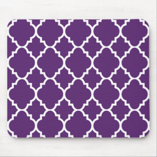 Mousepad Padrão de Quatrefoil Branco Roxo do Marrocos
