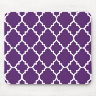 Mousepad Padrão de Quatrefoil Branco Roxo do Marrocos