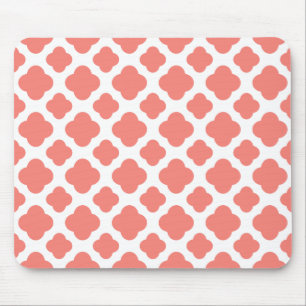 Mousepad Padrão de Quatrefoil Rosa Coral