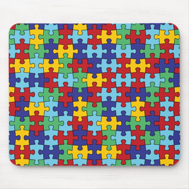 Mousepad Padrão de Quebra-cabeça de Consciência do Autismo (Frente)