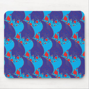 Mousepad Padrão de queda abstrato BLUE e Rainbow vermelho 