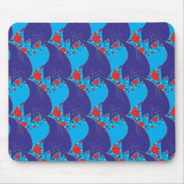 Mousepad Padrão de queda abstrato BLUE e Rainbow vermelho m