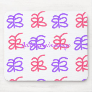 Mousepad Padrão de rabisca rosa púrpura adicionam nome text