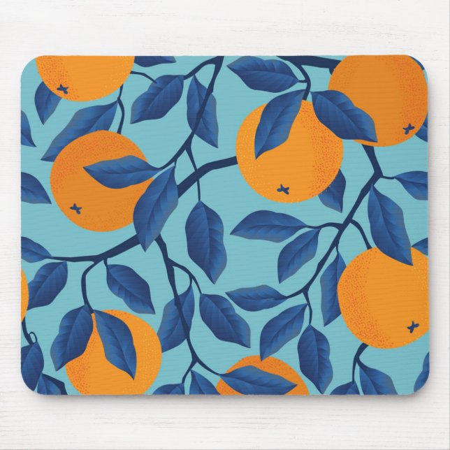 Mousepad Padrão de Ramificação Laranja Azul (Frente)